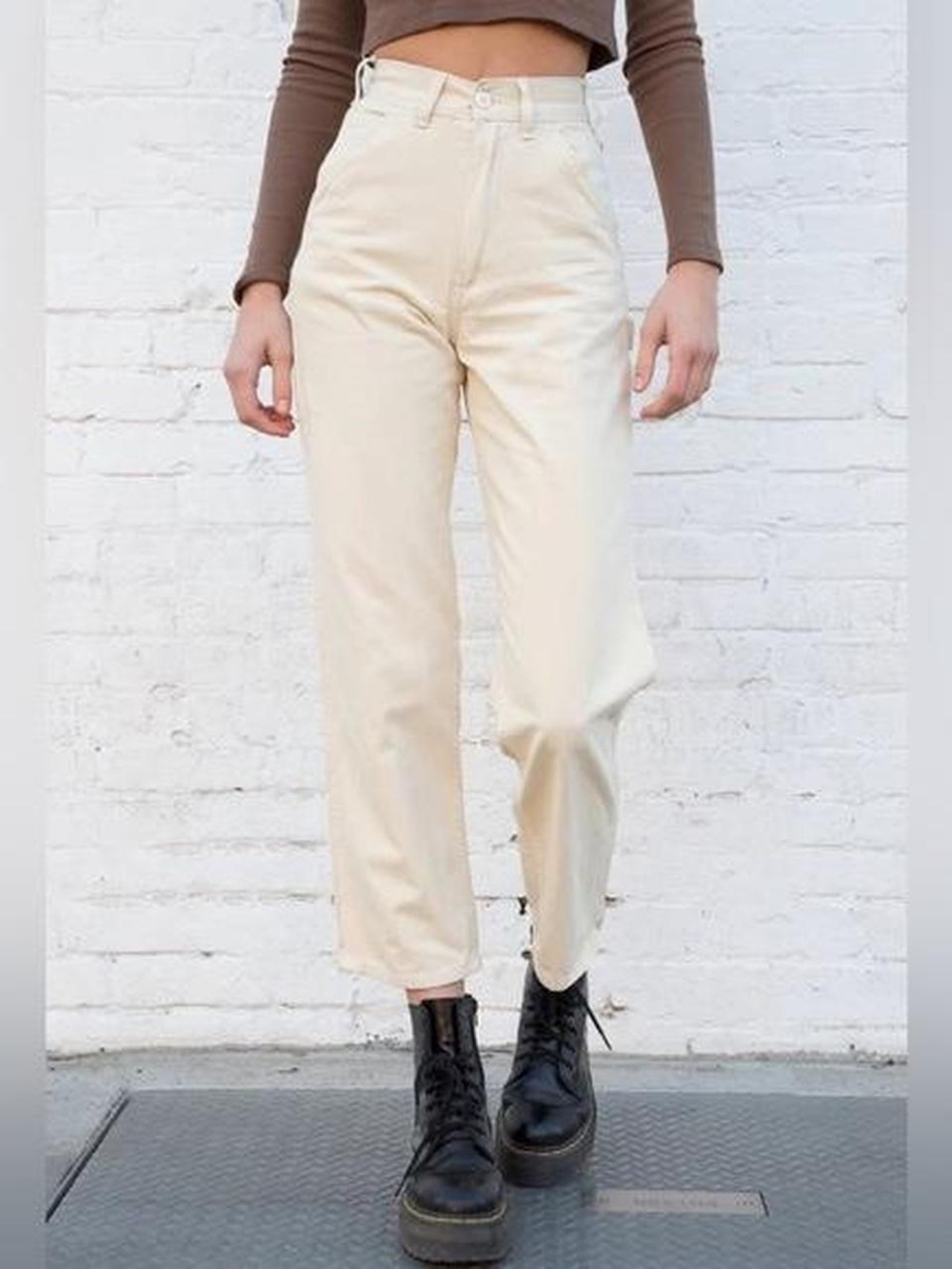 Brandy Melville Cream White Tammy Cargo Carpenter Pants